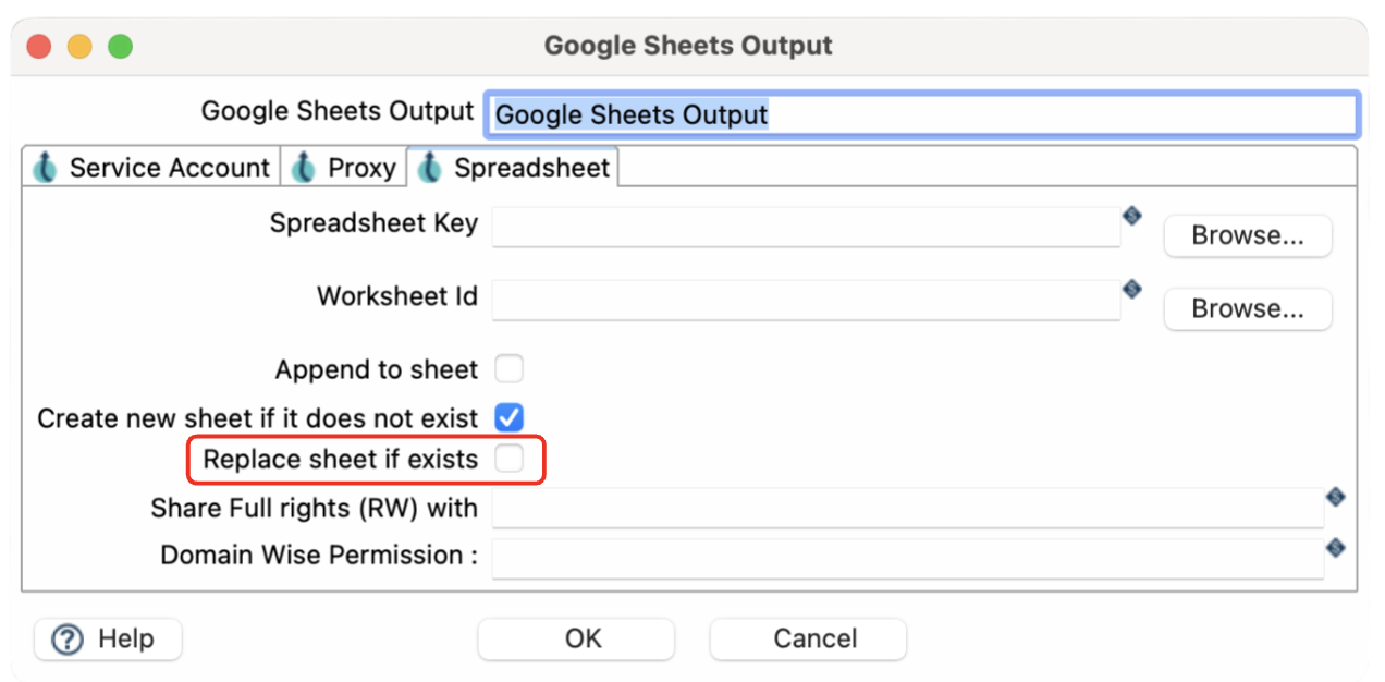 Apache Hop Google Sheet re-create sheet option