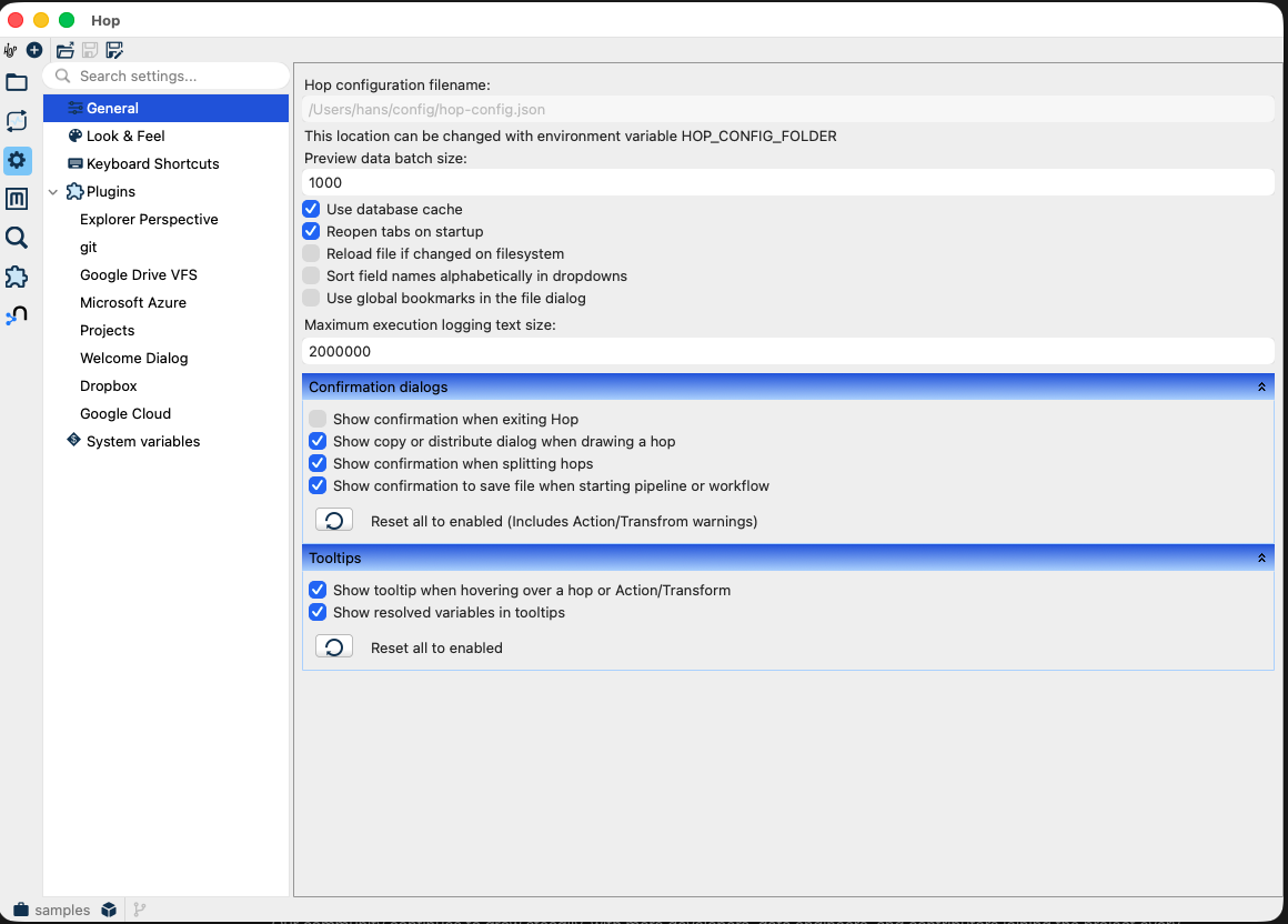 New properties panel